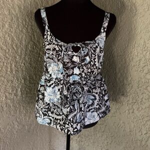 Tahari Women’s 100% Linen Floral Print Sleeveless Top / camisole Size M